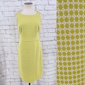 Ann Taylor Work Dress Geometric Work Office Professional Sheath Yellow Medium